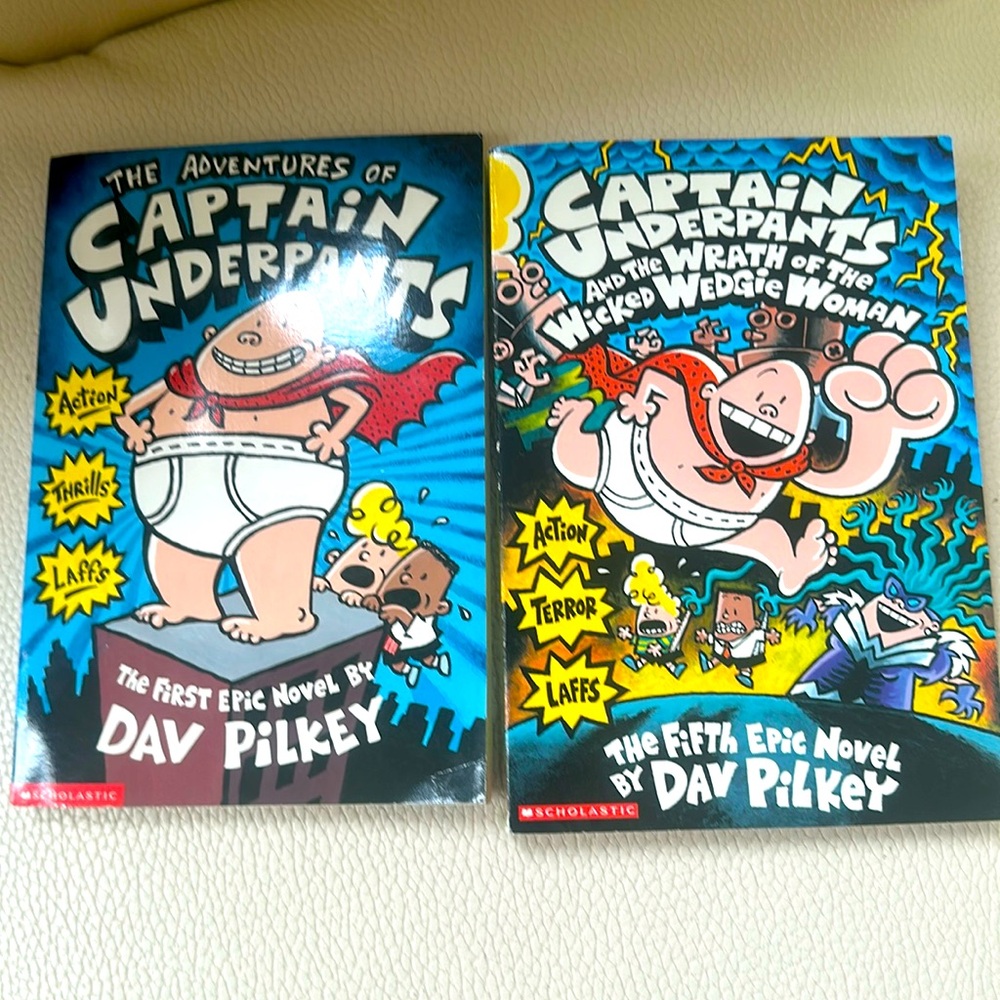 Captain Underpants 2 Book Set NWT First  and Fifth Epic Novels Paperback
